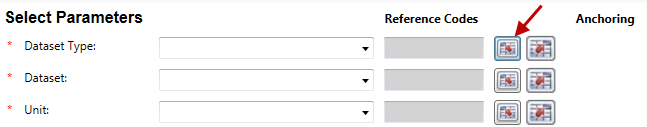Screen capture showing the icon to select an existing external parameter list.